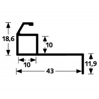 HOR 2000 INZETHOR PROFIEL WIT RAL9010 43MM 600CM