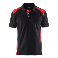 POLOSHIRT PIQUE ZWART - ROOD MAAT XL