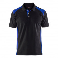 POLOSHIRT PIQUE ZWART/KORENBLAUW MAAT XXL