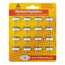 MEUBEL VILTGLIJDER MET SCHROEF - 20MM - GRIJS - 16 ST