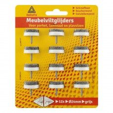 MEUBELVILTGLIJDER MET SCHROEF ROND 24 MM 12 STUKS