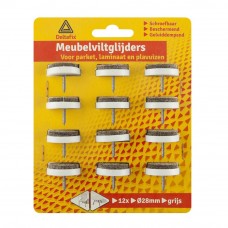 MEUBELVILTGLIJDER MET SCHROEF ROND 28 MM 12 STUKS