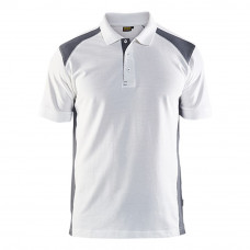 POLOSHIRT PIQUE WIT - GRIJS MAAT M