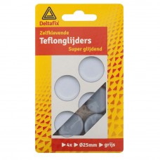 TEFLON GLIJDERS ROND 25 MM 4 STUKS ZELFKLEVEND