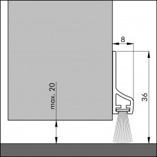 ELLEN TOCHTPROFIEL DORPELPROFIEL MET BORSTEL PDS 3B TRANSPARANT 100CM