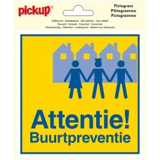 PICKUP ATTENTIE BUURTPREVENTIE PICTOGRAM STICKER - 150 X 150 MM