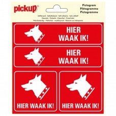 PICKUP HIER WAAK IK! MINI PICTOGRAM STICKER (4 OP 1 VEL) - 150 X 150 M