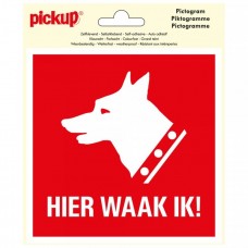 PICKUP HIER WAAK IK! PICTOGRAM STICKER - 150 X 150 MM