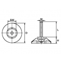 STELVOET VASTE VOET Ø30MM M8 X 30 ZWART