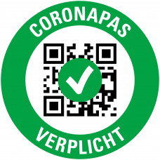 STICKER CORONAPAS VERPLICHT 150 MM ROND