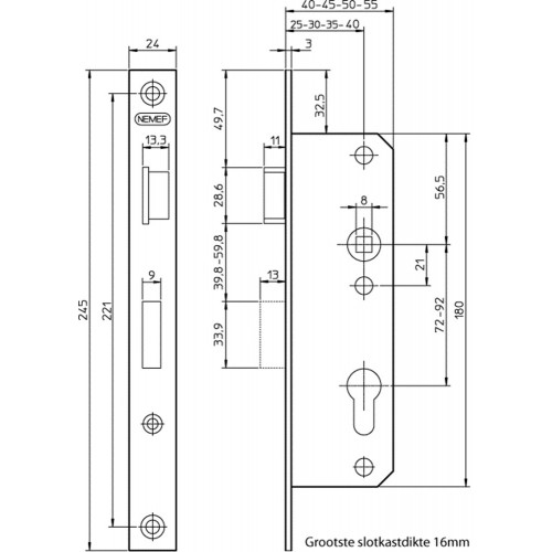 fluiten Permanent Jonge dame NEMEF SMALSLOT 8691 - BSW 8691/14-40 PC72 LS