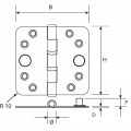 KOGELLAGERSCHARNIER RONDE HOEKEN SKG** - 76X76 MM - H367-76762025