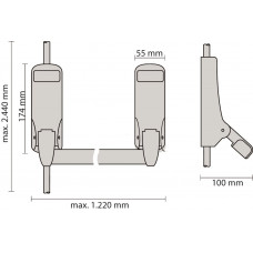 ANTI-PANIEKSTANGEN SET VOOR DUBBELE DEUREN DX 285-SERIE ZILVERGRIJS