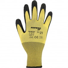 HANDSCHOEN NYLON + NATUURLATEX 3750 - GEEL/ZWART - MAAT 8