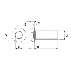 BINNENZESKANTBOUT LAAG BOLKOP ISO 7380 10.9 GALV.VERZINKT M 8 X 10