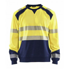 BLAKLADER SWEATSHIRT HIGH VIS - GEEL/MARINIBLAUW - XXL - 354