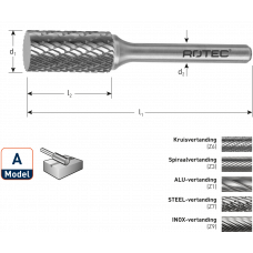 ROTEC HM-STIFTFREES, MODEL AZ6 / KRUISVERTAND / ø8X19X64Xø6