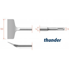 ROTEC SDS-PLUS SPADEBEITEL, GEBOGEN,THUNDER, 75X165