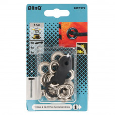 QLINQ ZEILRING 10MM VERNIKKELD; 15 STUKS MET TOOL