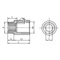 KRAANVERLENGING DIN 3523 EN 10226-1 NPS=3/4 INCH L 39 MM L1=14 MM L2=2