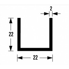 U-PROFIEL ALUMINIUM BRUTE 22X22X22X2MM 200CM