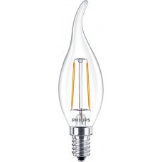 PHILIPS CLASSIC LEDCANDLE E14 GEBOGEN PUNT FILAMENT HELDER 5W 470LM - 827 ZEER WARM WIT | DIMBAAR - VERVANGT 40W