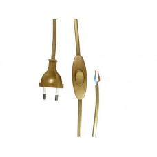 AANSLUITSNOER + SCHAKELAAR 2X0.75MM 2 METER GOUD