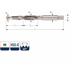 HSS-E COMBI-BOOR/TAP, DOORLOPEND, M5