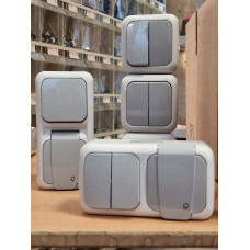 SET SPATWATERDICHT 3X SERIE SCHAKELAAR 1X VERT WISSEL/STOP 1 HORI SERIE/STOP